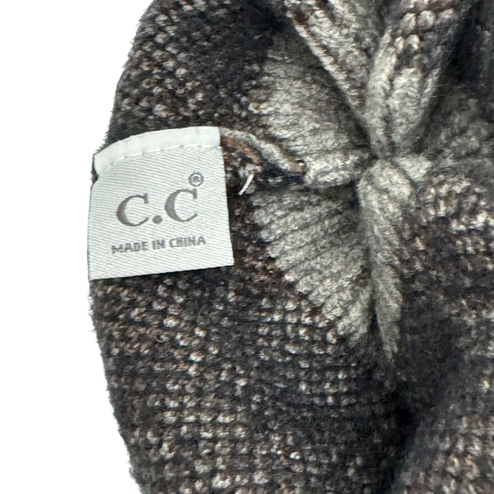 C.C Animal Print Hat Soft‎ Warm Knit Cuff Faux Fur Pom Beanie Leopard Print Kids